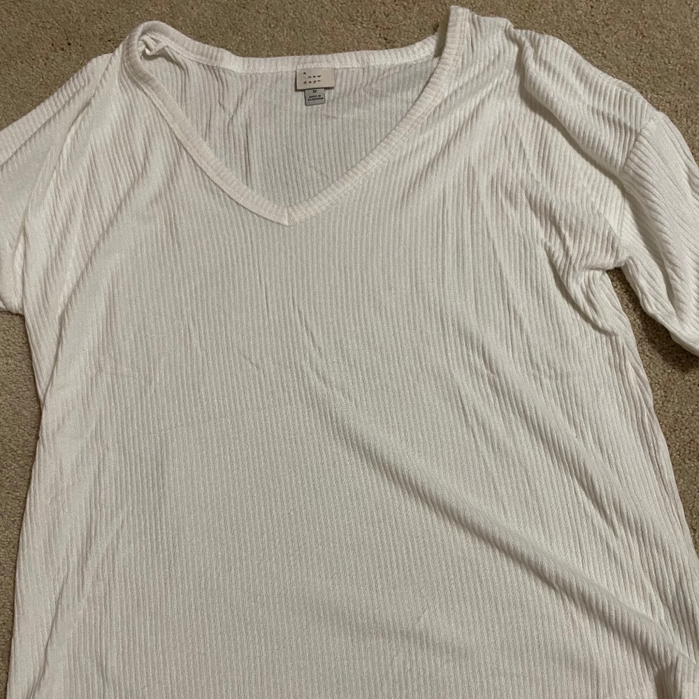 White Ribbed Soft Tee